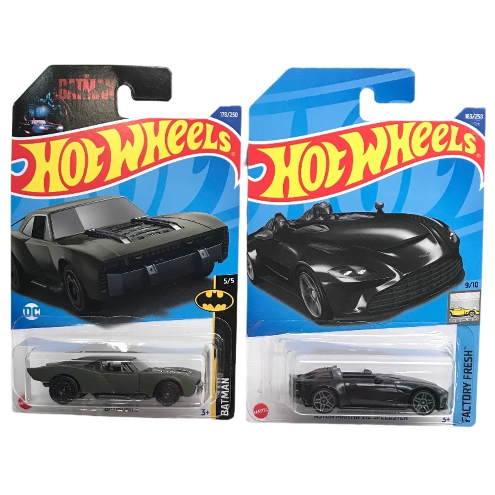 Hot Wheels 2 Car Bundle Batmobile & Aston Martin V12 Speedster New Sealed